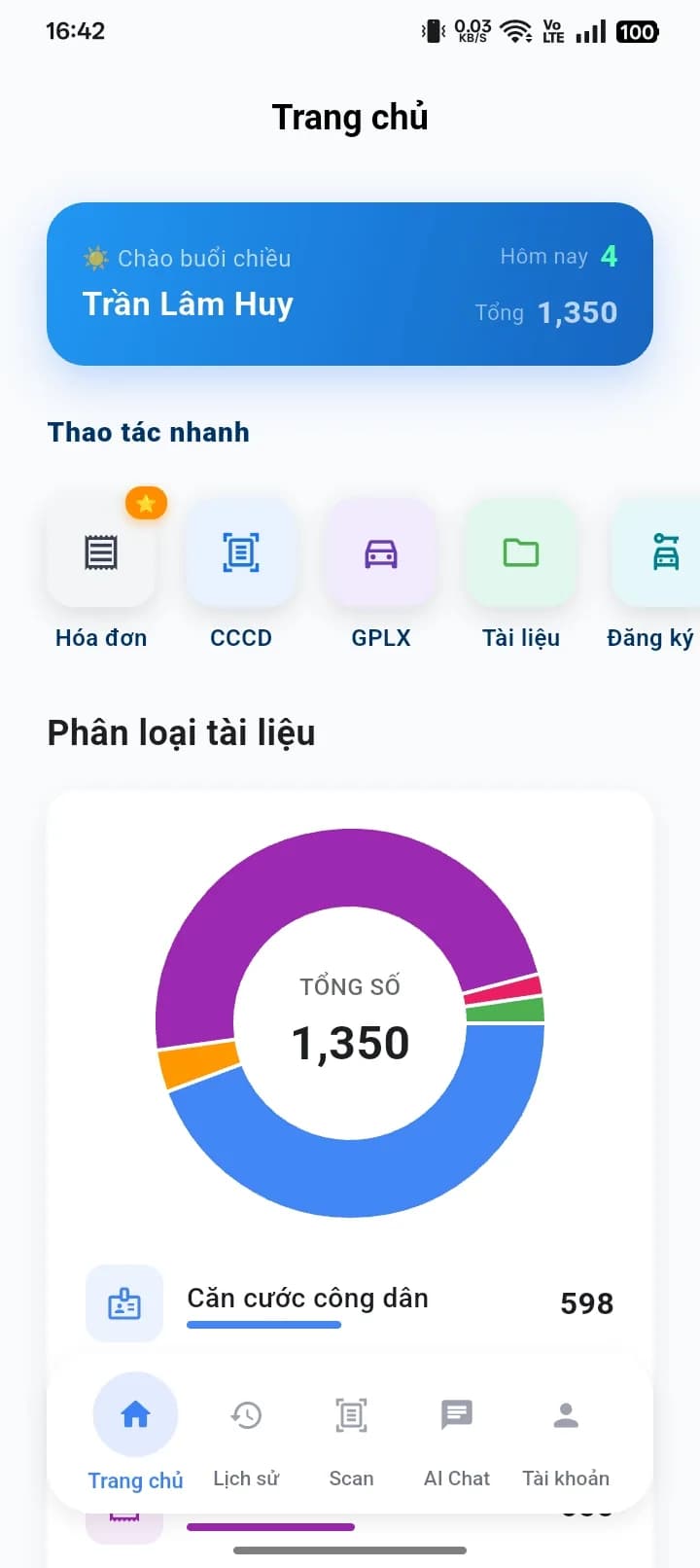 Giao diện chính DocX AI